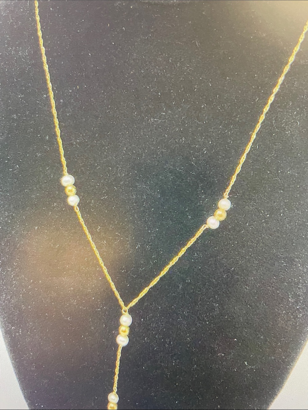 14K Delicate Gold Pearl Y‑Necklace